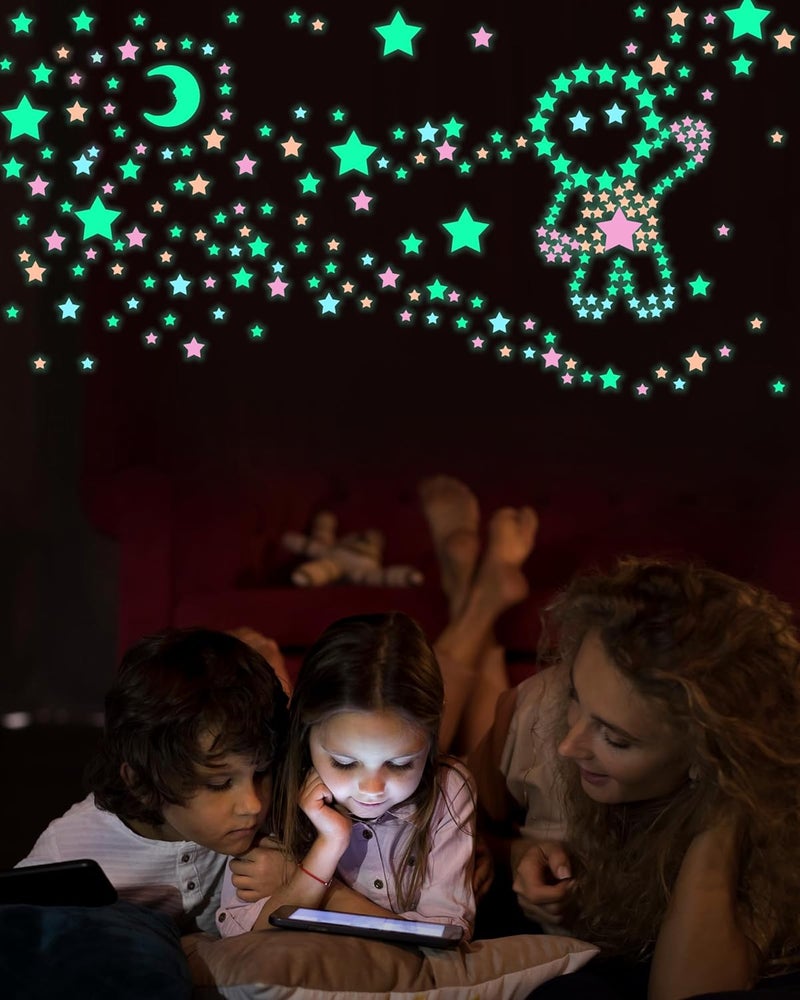 Greingways 201 Pcs Glow in The Dark Stars Stickers for Ceiling Bedroom, Stocking Stuffers for Kids Ages 3-5, 4-8, 8-12, Boys Girls Room Decor Wall Stickers Stocking Stuffers for Toddler-Multi - Image 2